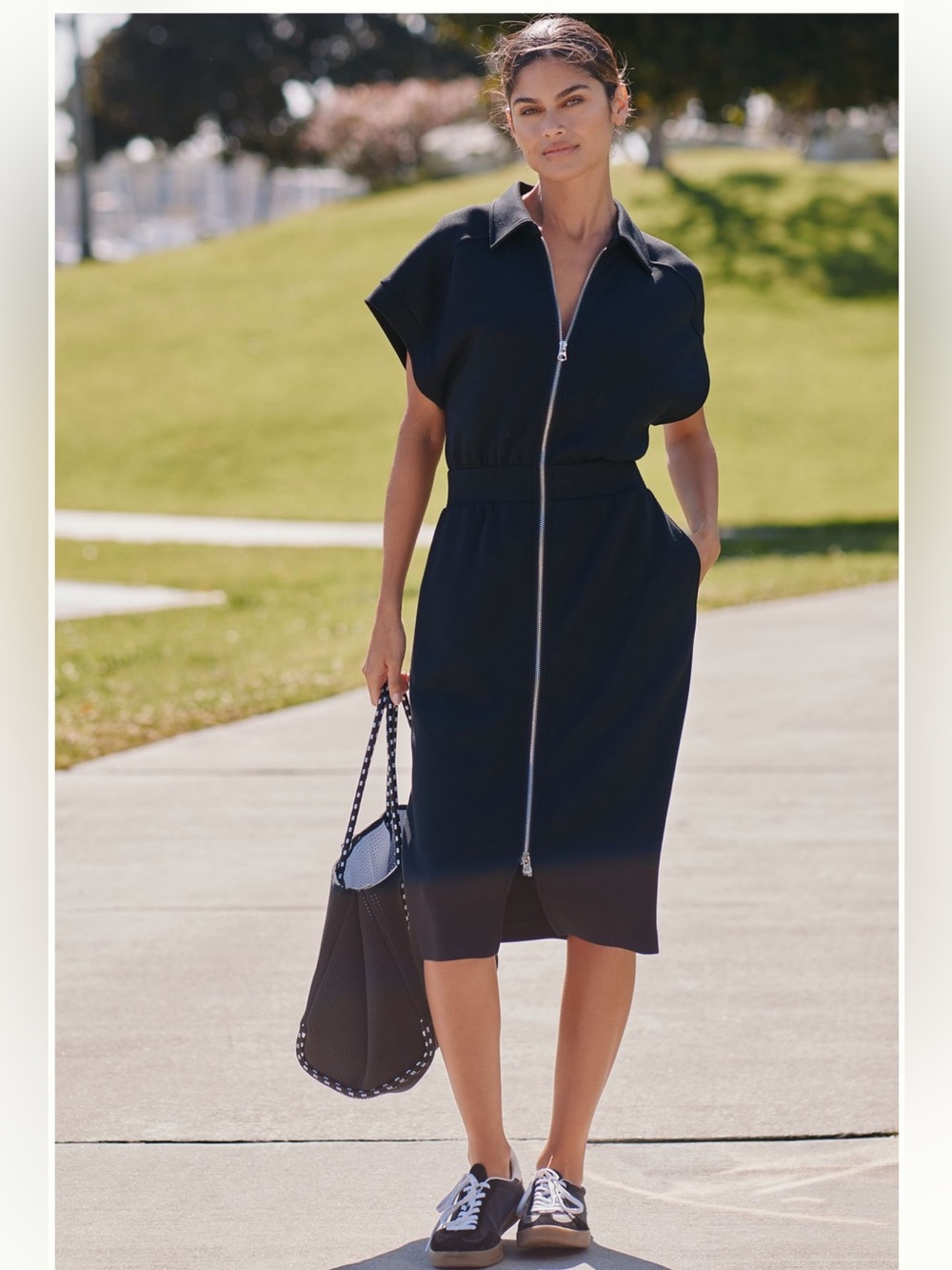 Varley Louisa Short-Sleeve Zip-Through
Midi Dress